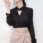 White Chiffon Blouse top Long Sleeves Office Blouses For Women - www.Shopthatapp.com