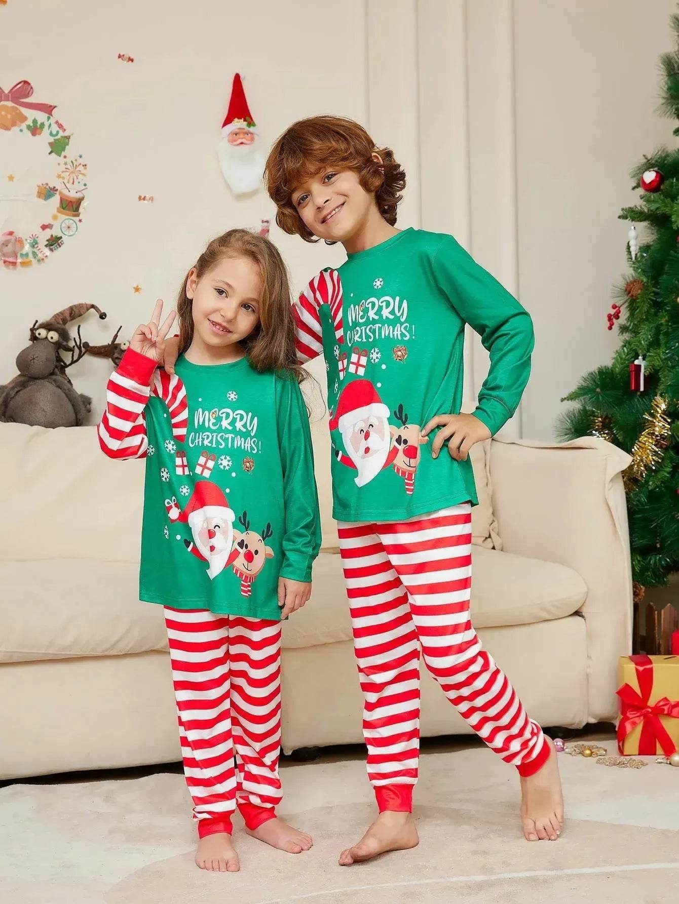Cartoon Santa Claus Letter Printing Parent-child Christmas Pajamas Home Wear Suit - www.Shopthatapp.com