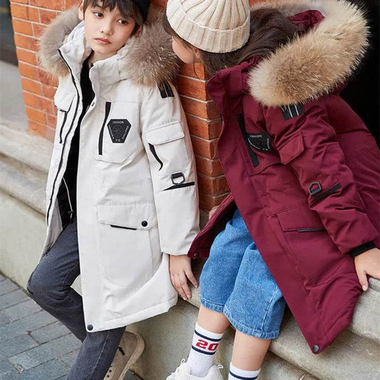 Children's Down Jacket Windproof Thick Fur Collar Winter Coat Jacket - www.Shopthatapp.com