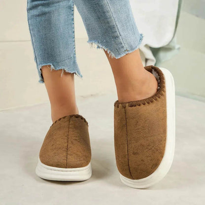 Winter Fashion Cotton Slippers With Sewing-side Design Indoor Non-slip Bedroom Floor Plush Slipper House Shoes Women Couple - www.Shopthatapp.com