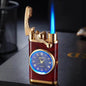 New Lighter With Electric Watch Rocker Arm Automatic Ignition Straight Blue Flame Lighter Creative Real Dial Inflatable Windproof Cigar Lighter Men's Watch Gift - www.Shopthatapp.com