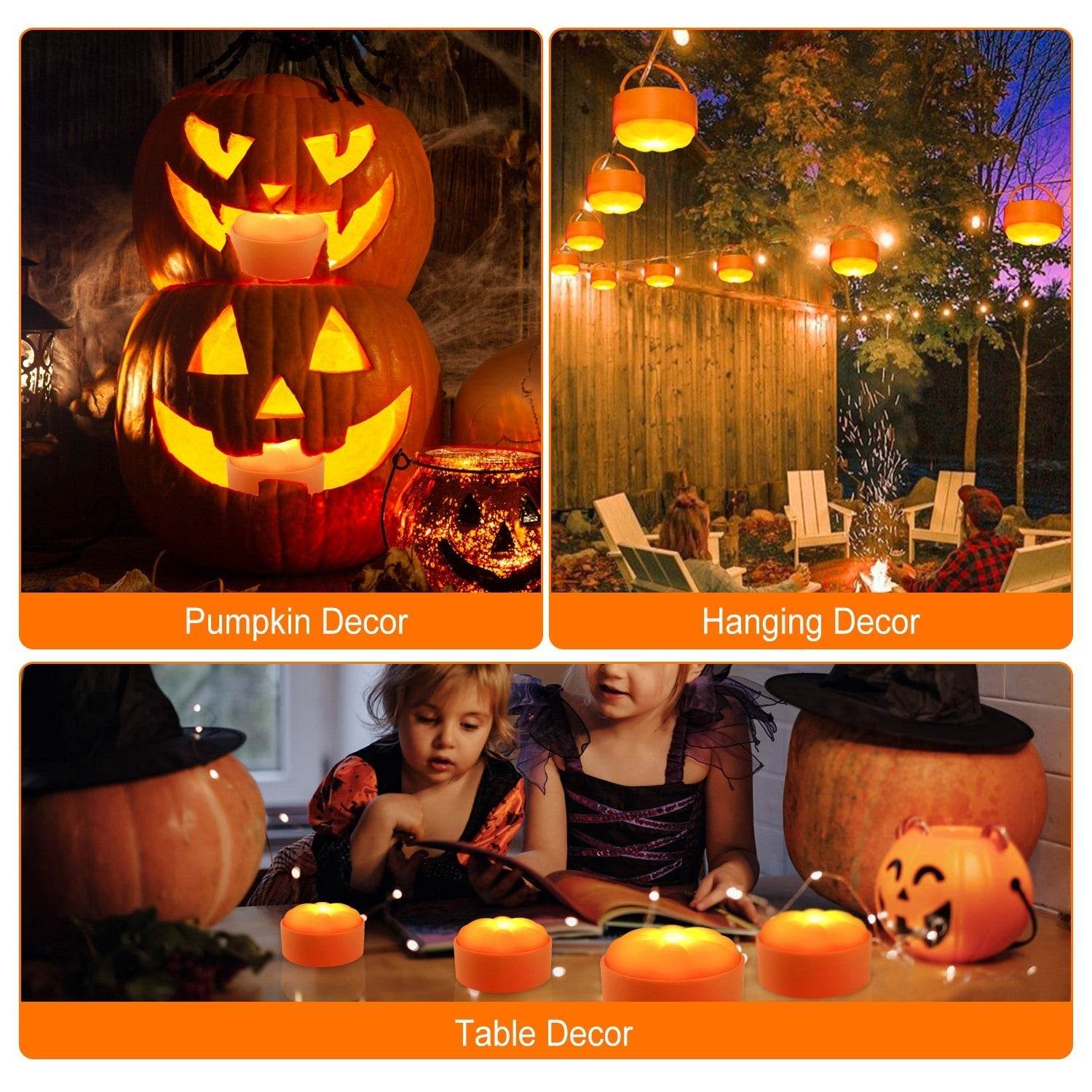 4 Pack Halloween LED Pumpkin Lights Battery Operated Halloween Decoration Lights With 2 Light Modes 4 Timer Setting Remorte Control For Party Pumpkin Decor - www.Shopthatapp.com