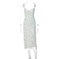 Women's Floral Spaghetti Strap Cami Dress Lace Trim Side Slit Bodycon Midi summer Dress - www.Shopthatapp.com