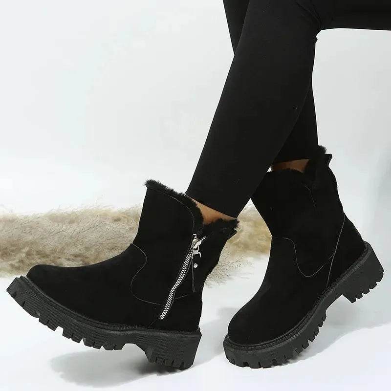 Thick Plush Snow Boots Women Faux Suede Non-slip Winter Shoes - www.Shopthatapp.com