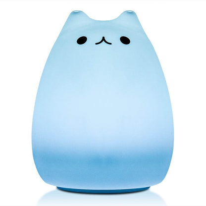 Children Night Light, EECOO Cute Cat Lamp Soft Silicone Sensitive Tap Control Decompression Toy - www.Shopthatapp.com