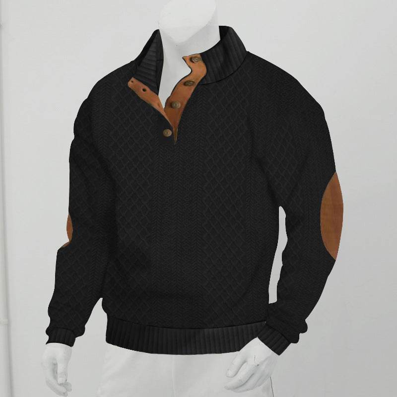 Stand Collar Long Sleeve Jacquard Knitted Pullover Sweater - www.Shopthatapp.com