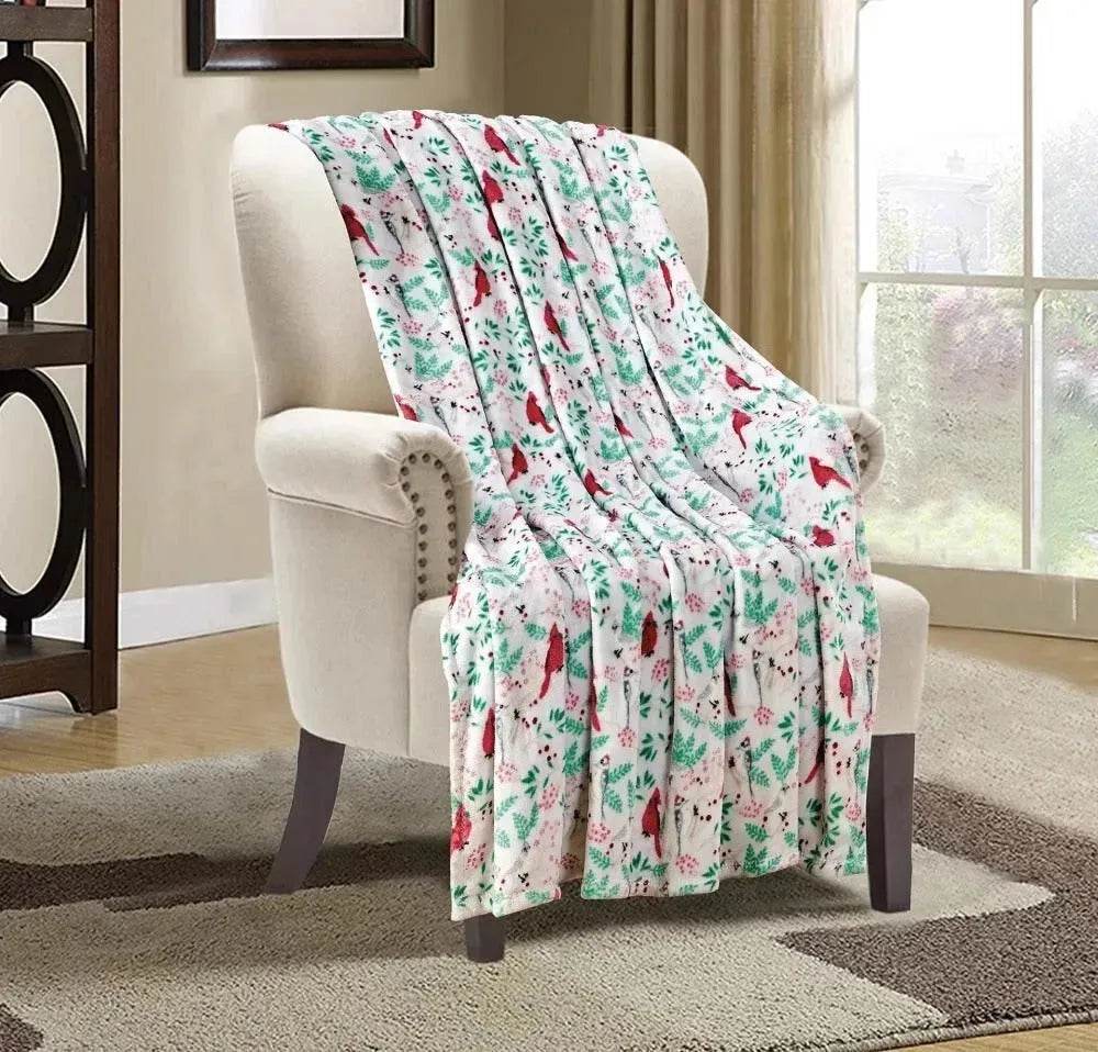 Christmas Elk Snowman Santa Claus Print Blanket Winter Double-sided Flannel Blanket For Sofa Sleeping Shawl - www.Shopthatapp.com