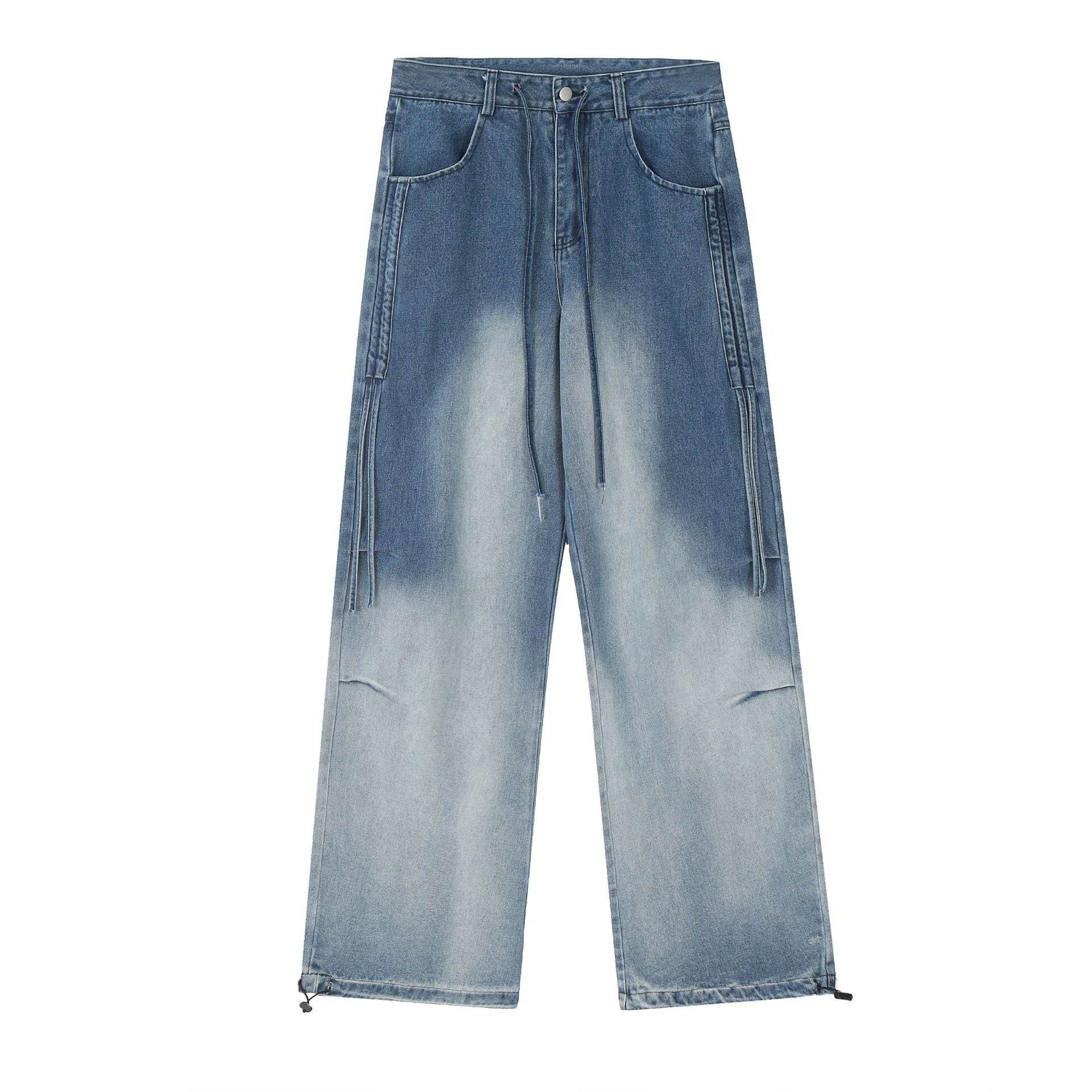 Gradient Tie-dye Straight-leg Denim Trousers Men Jeans - www.Shopthatapp.com