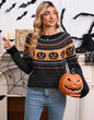 Women's Halloween Pumpkin Embroidered Retro Long-sleeved Sweater - www.Shopthatapp.com