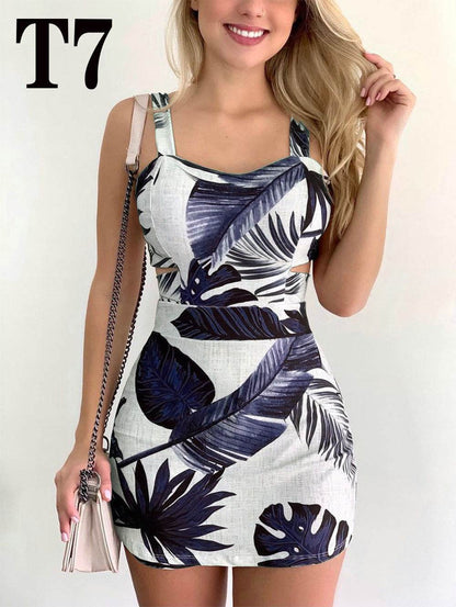 High Waist Women Dresses Spring And Summer Spaghetti Strap Large Flower Print Skirt - www.Shopthatapp.com
