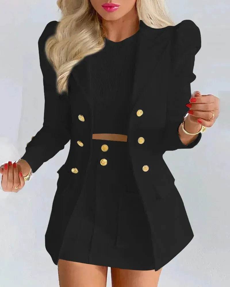 Women  Slim fitted Formal Fashion Short Skirt suit co ord skirt set for women - www.Shopthatapp.com