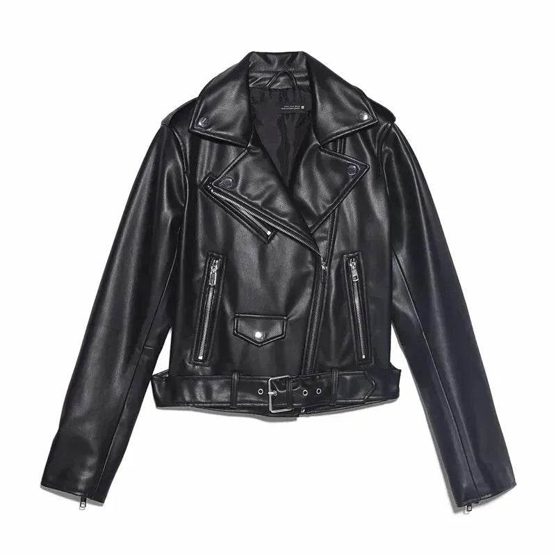 Women Fashion Leather Long sleeve Jacket - www.Shopthatapp.com