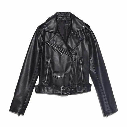 Women Fashion Leather Long sleeve Jacket - www.Shopthatapp.com