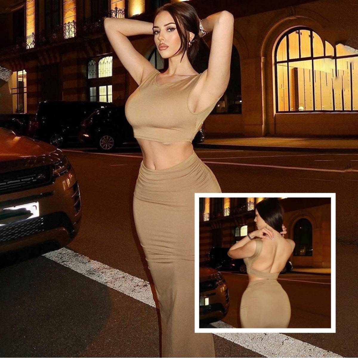 Women Tank Tops Long Skirts Party  Dresses Two Piece Matching Sets Outfit 2025 Summer Clothes  Slim Solid Color - www.Shopthatapp.com