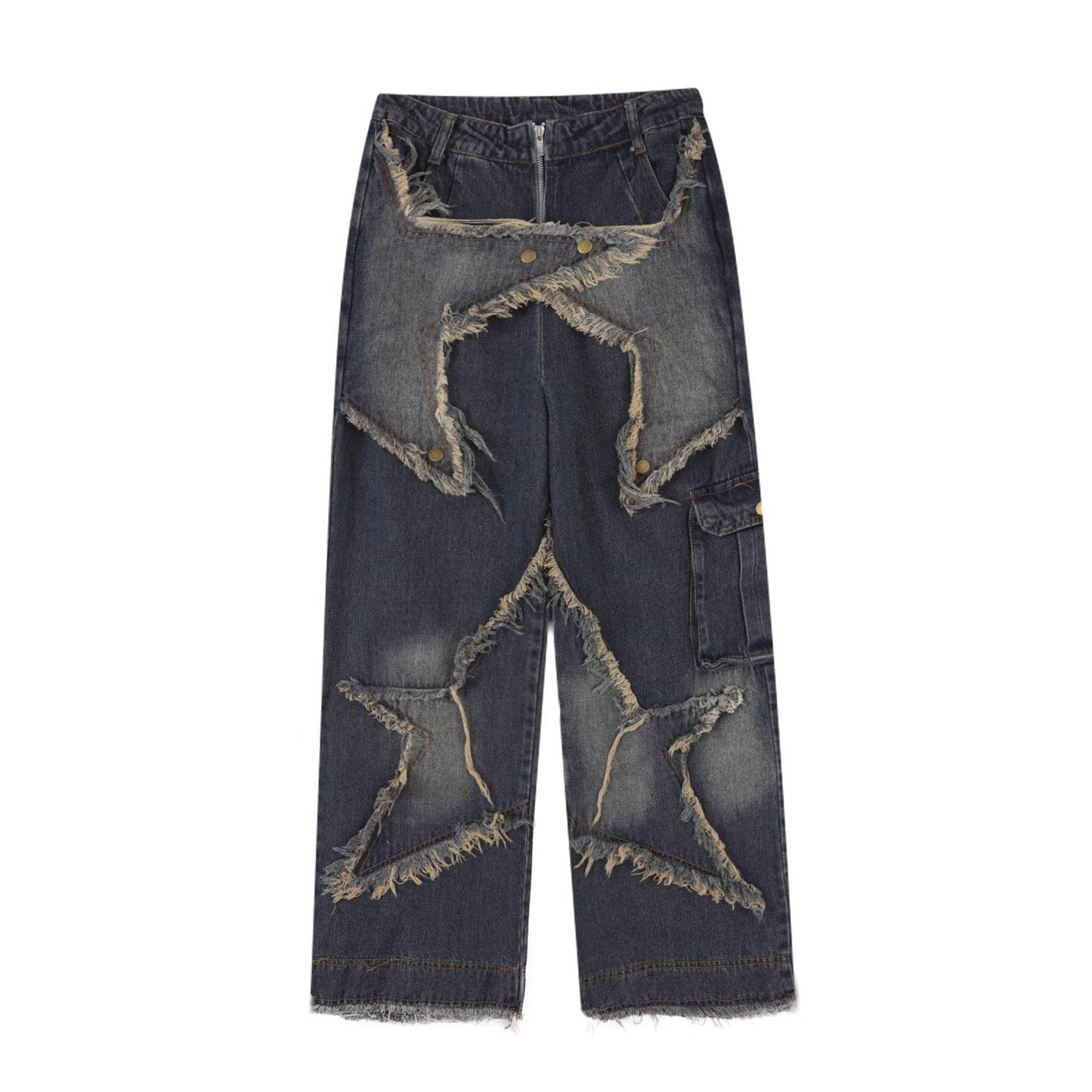 Distressed Denim Pant for women Oversized Streetstyle Patch Cargo Jeans Pant - www.Shopthatapp.com