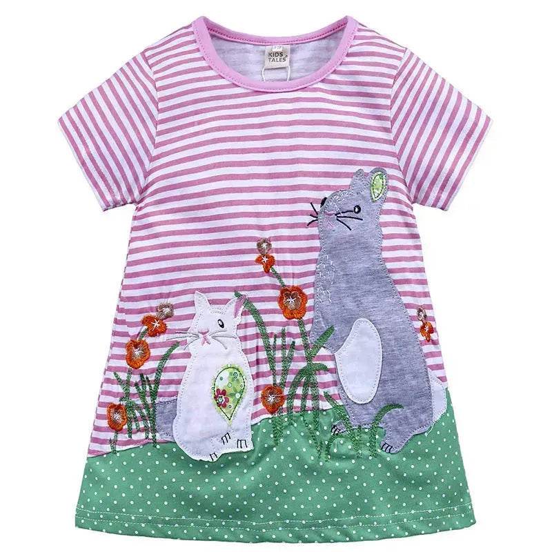 Casual Girls' Skirt gown  Cartoon Printed Cotton Dress for kids - www.Shopthatapp.com
