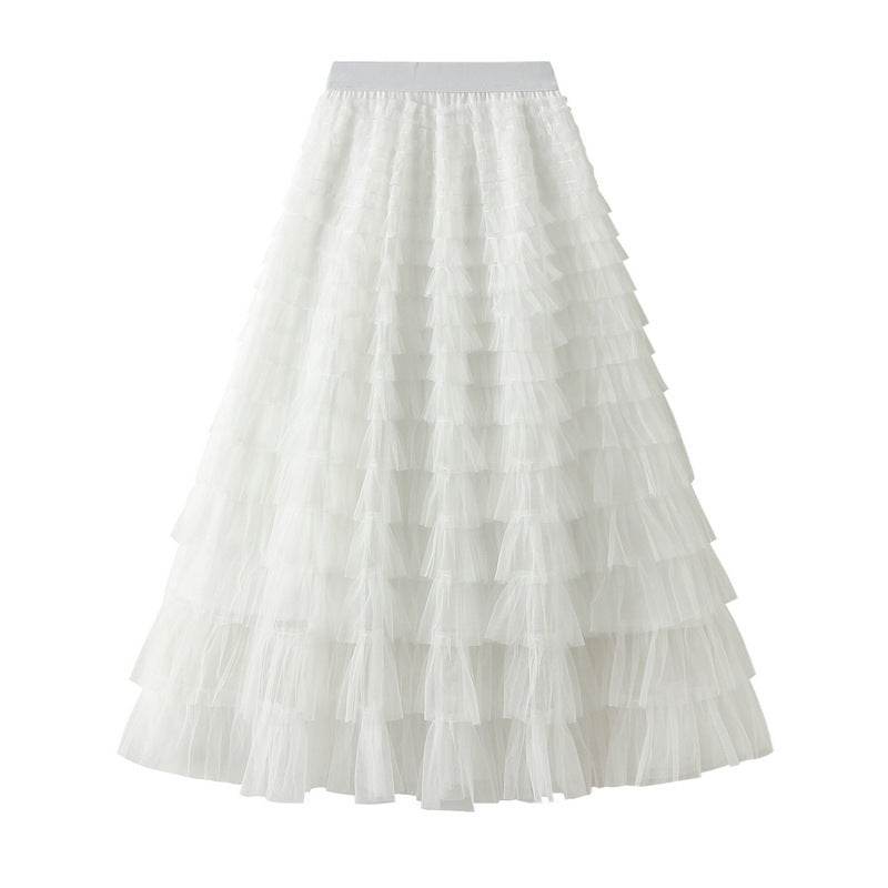 Cake Skirt Women's White Gauze long Layered tulle Skirt - www.Shopthatapp.com