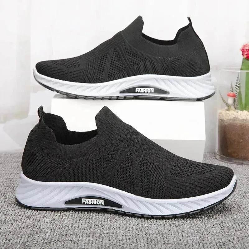 Casual Slip-on Mesh Sports Shoes Flying Woven Soft Breathable  Running Walking Flat Shoes Men - www.Shopthatapp.com