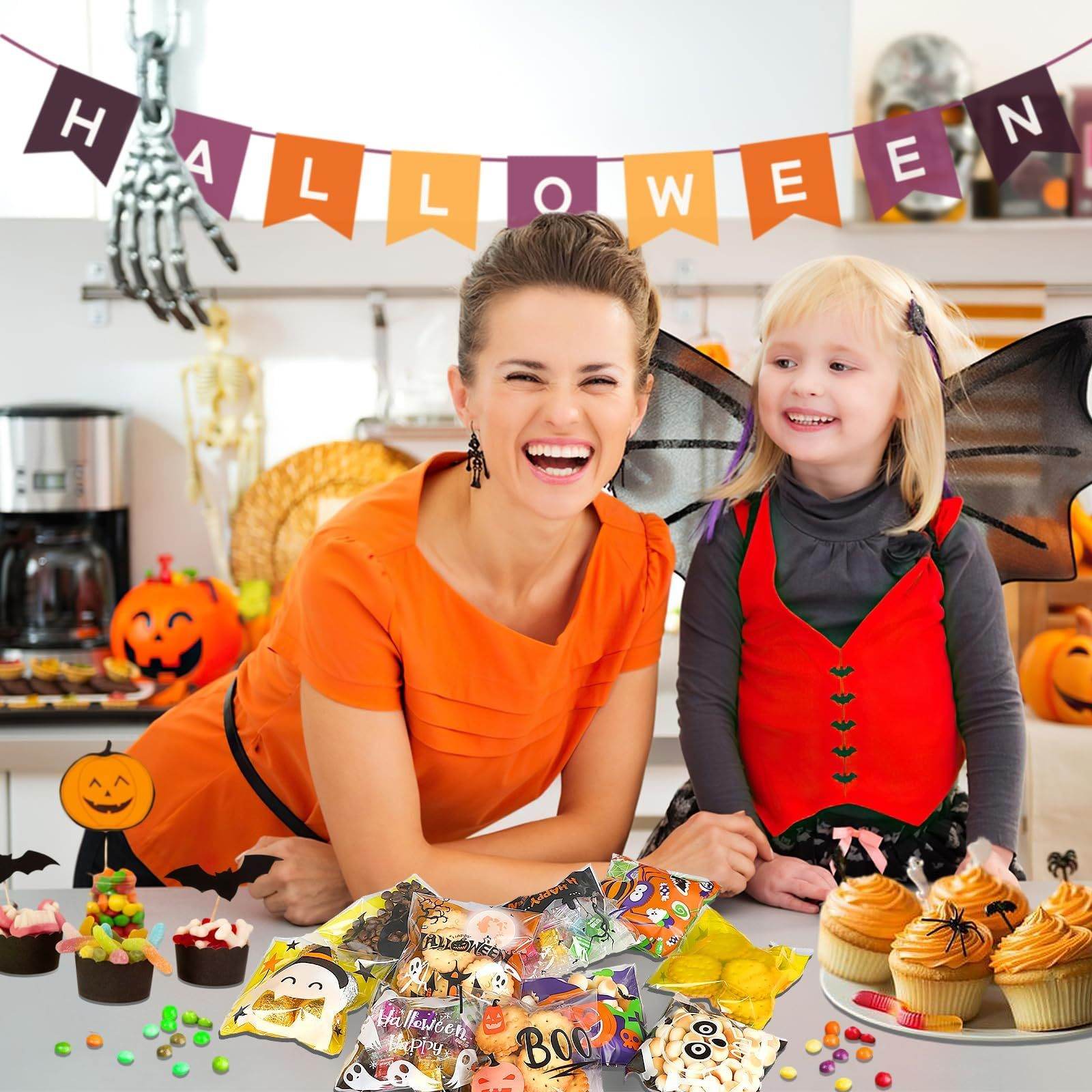 Halloween 450pcs Self-adhesive Candy Cellophane Treat Bags Cookie Bags For Halloween Trick Or Treat Goodie Party Favor Supplies-9 Patterns-Cannot Be Listed On Amazon Platform - www.Shopthatapp.com