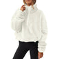 European And American Velvet Fleece-lined Women's Half Zipped Stand Collar Sweater - www.Shopthatapp.com