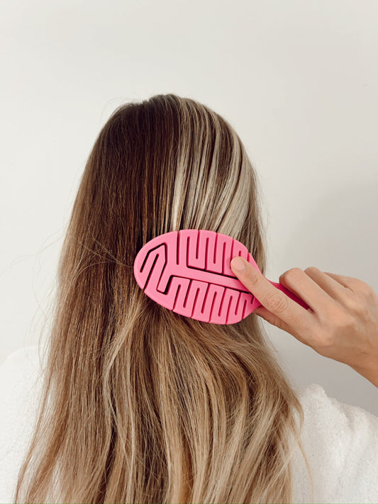 La brosse à cheveux mouillés rose
