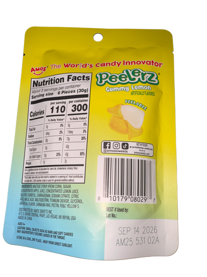 Amos Peelerz Gummy Lemon 85G - U.S Edition - www.Shopthatapp.com