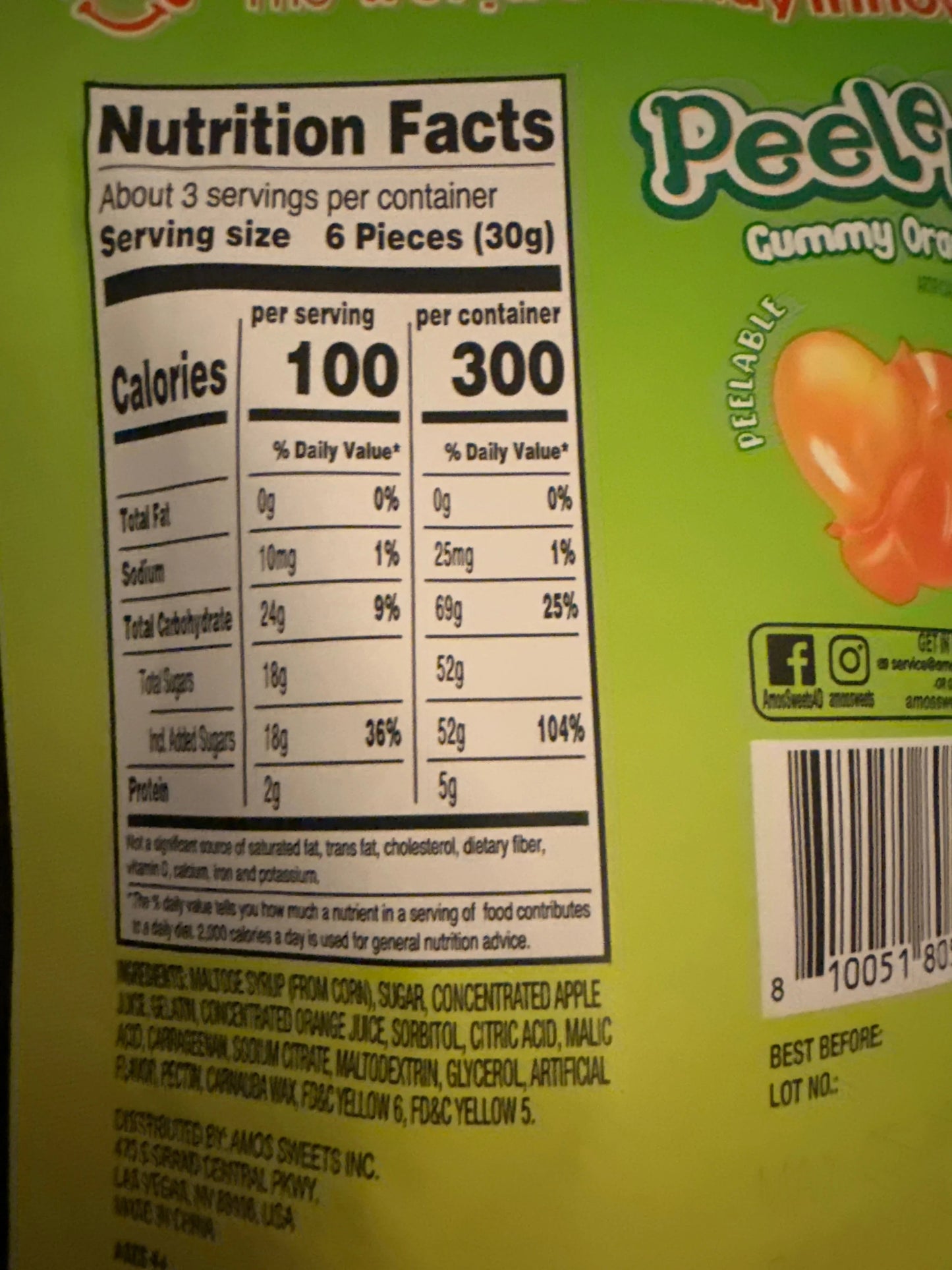 Amos Peelerz Gummy Orange 85G - U.S Edition - www.Shopthatapp.com