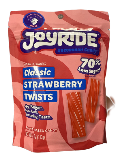 Ryan Trahan's Joyride Classic Strawberry Twists Candy Bag 113G - U.S Edition - www.Shopthatapp.com