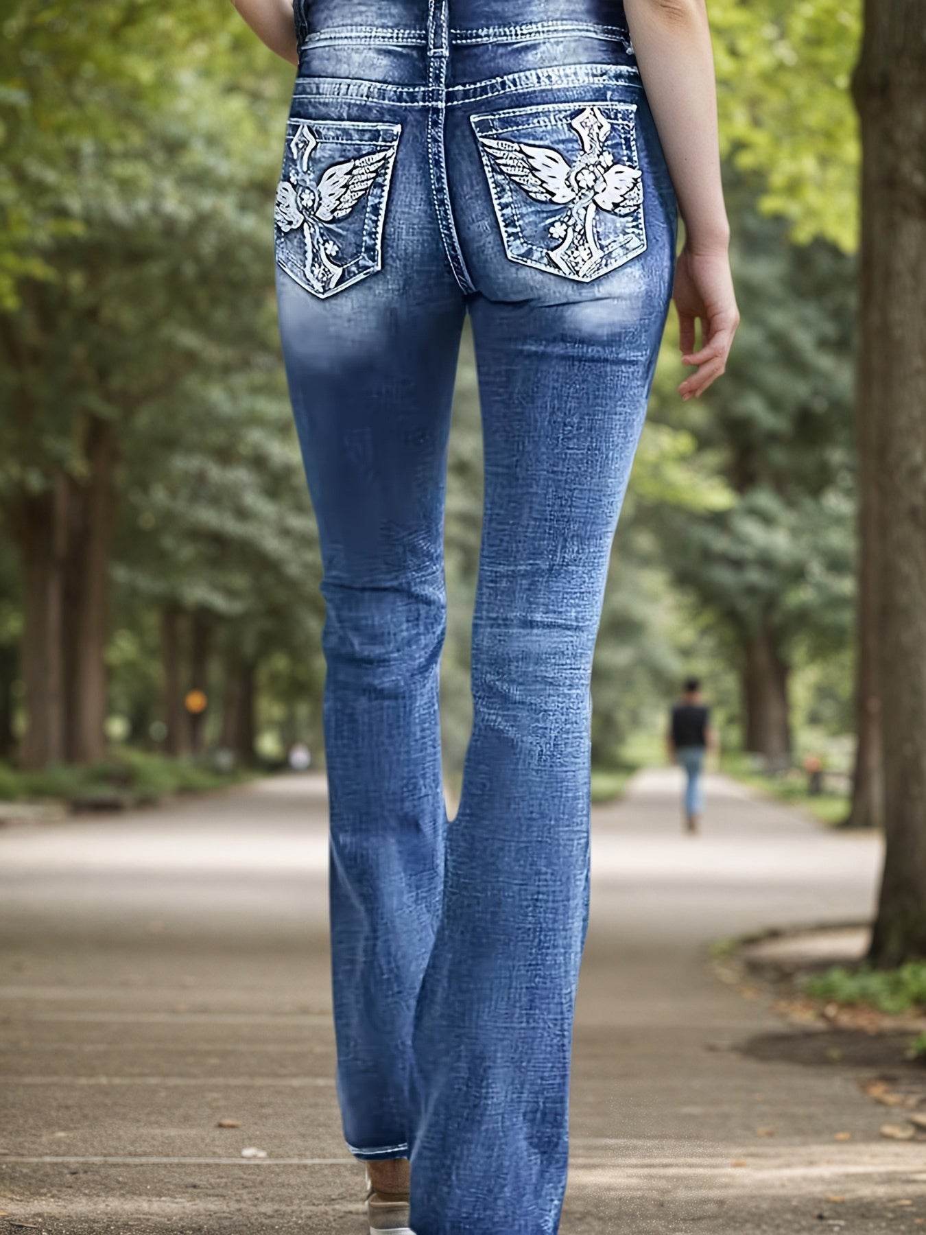 Denim Bell Bottoms – Women’s Retro Flare Stretch Jeans - www.Shopthatapp.com