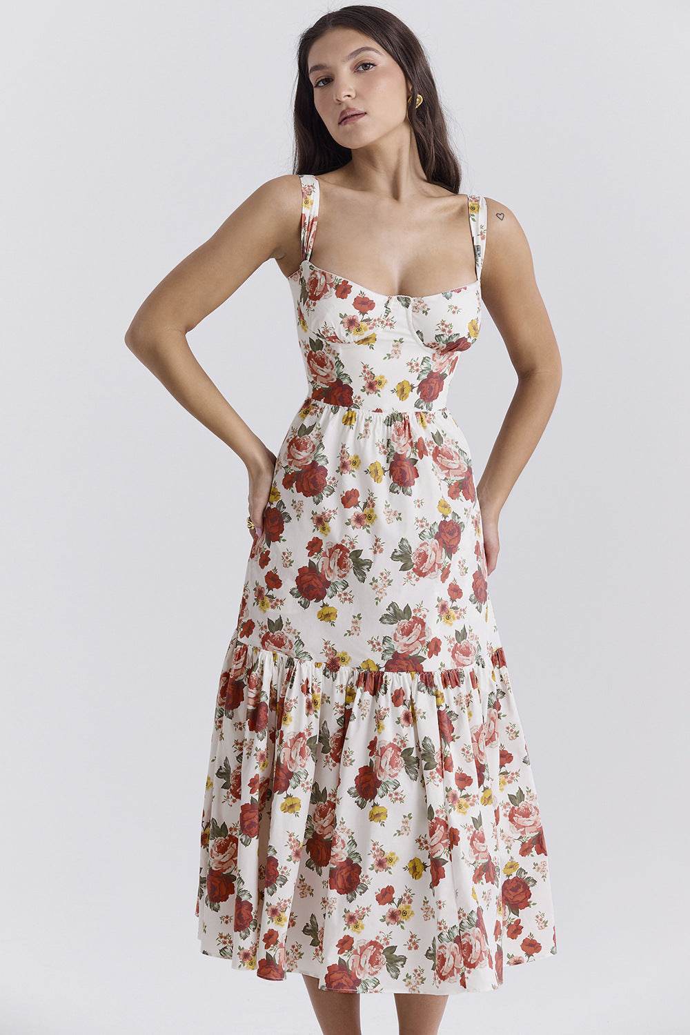 Spring And Summer Comely Pastoral Style Sling Floral A Swing Cake Dress - www.Shopthatapp.com