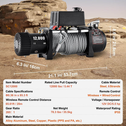 VEVOR Jeep winch UTV ATV Truck Winch heavy duty Pulling Lifter - www.Shopthatapp.com