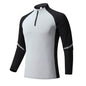 Mock Neck Half Zip  Workout top for Men Long Sleeve exercise top - www.Shopthatapp.com
