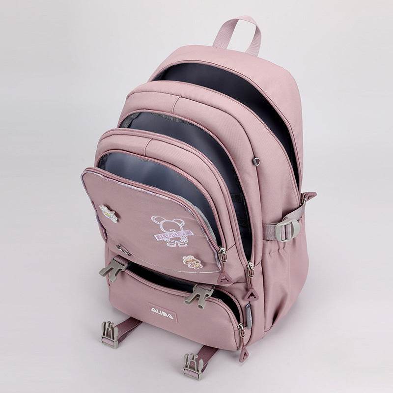 Large Capacity Lightweight Spine-protective Girls Backpack - www.Shopthatapp.com