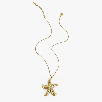 Women's necklace - Stainless Steel Starfish Conch Necklace - www.Shopthatapp.com