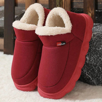 Winter Plush Cotton Shoes Women Men Warm Suede House Shoes For Parents Solid Color Thick-soled Garden Shoes Outdoor - www.Shopthatapp.com