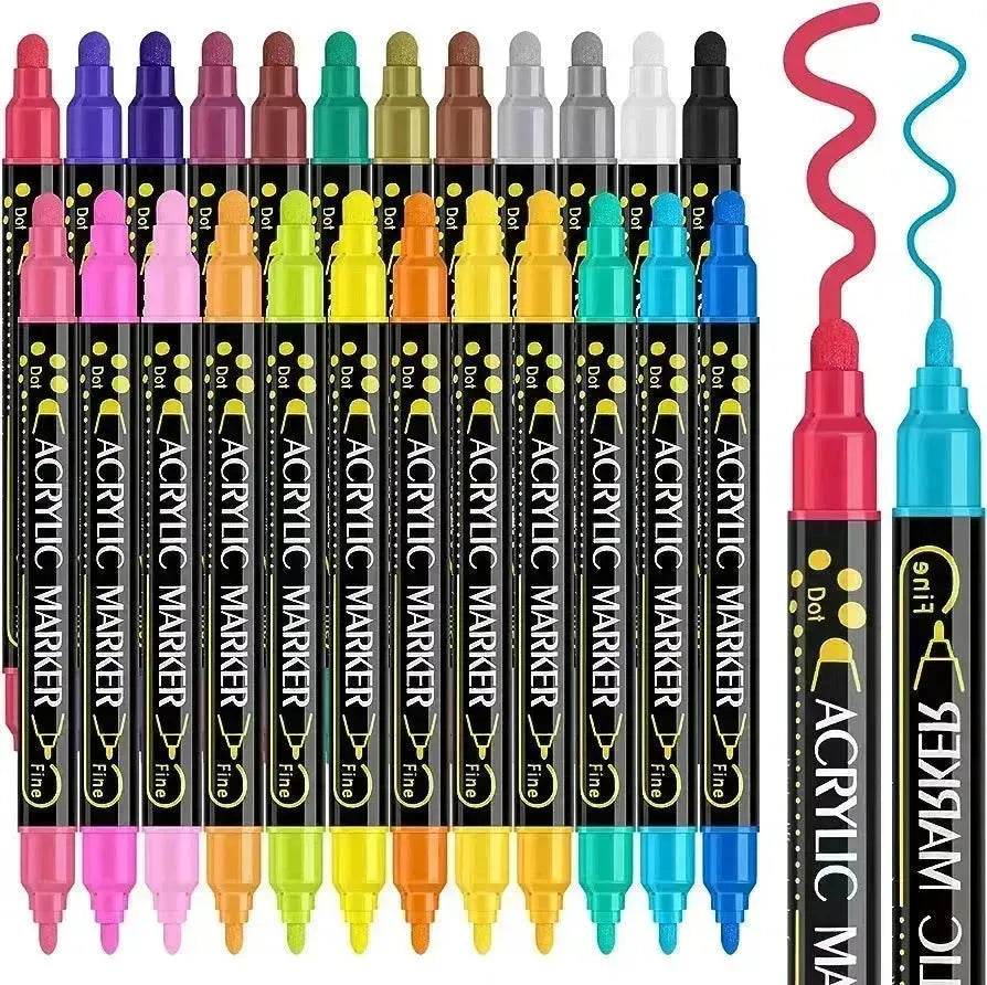 Acrylic Marker Pen Double-headed Stackable Water-based Paint Brush Paint Marker and Highlighter - www.Shopthatapp.com