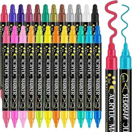 Acrylic Marker Pen Double-headed Stackable Water-based Paint Brush Paint Marker and Highlighter - www.Shopthatapp.com