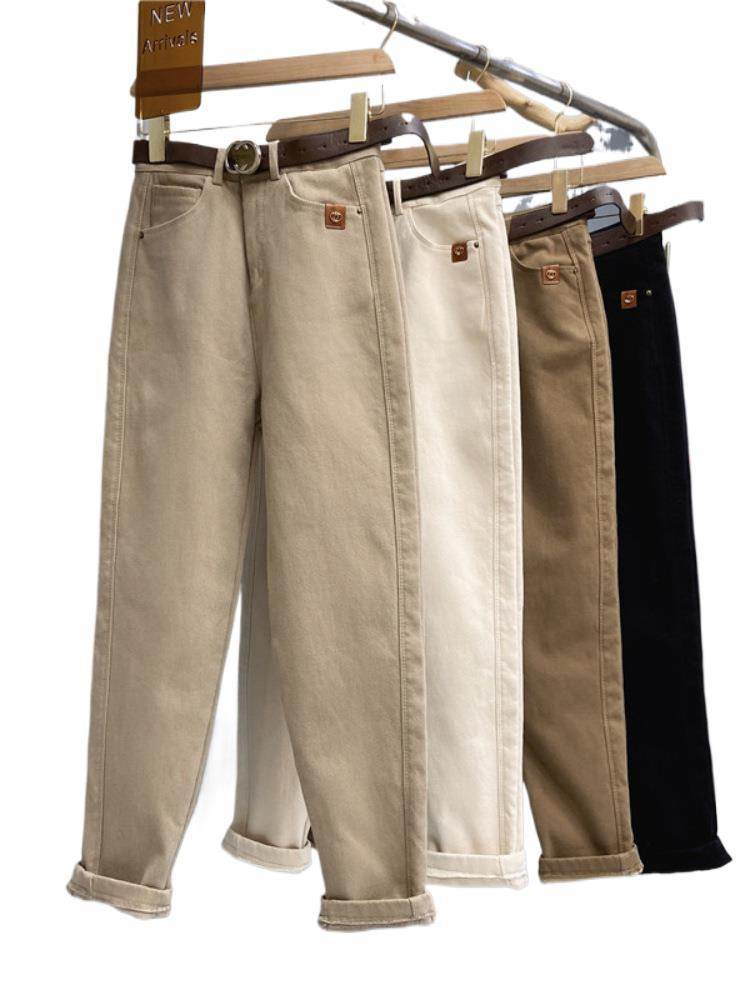 Plus Size Women's High Waist Denim Thick Trousers - www.Shopthatapp.com