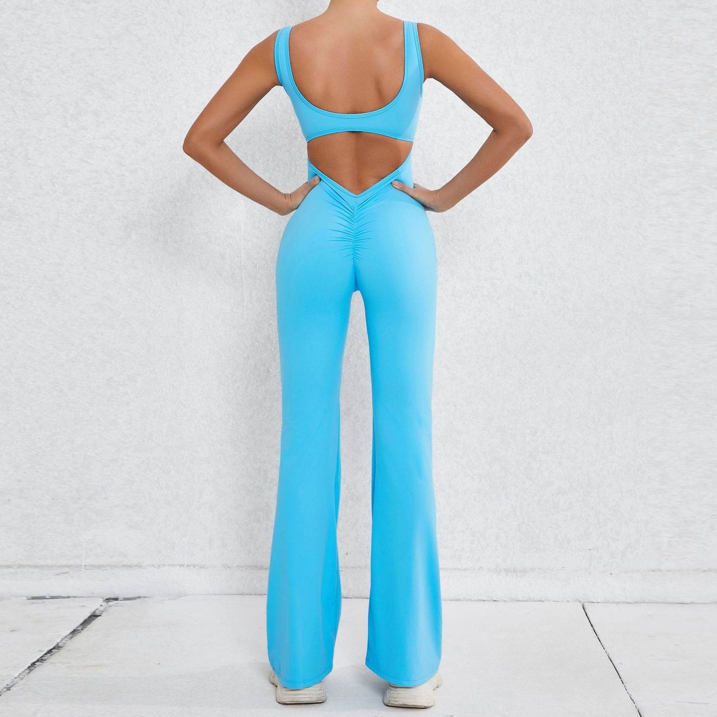 Hollow Back Workout Jumpsuit Sports Athleisure Yoga Wide Leg Jumpsuit - www.Shopthatapp.com