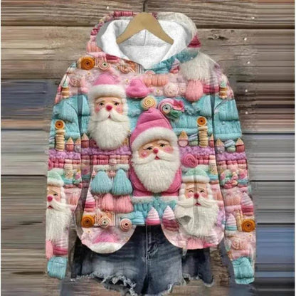 Print Christmas Holiday Casual Hoodie Sweater Pullover - www.Shopthatapp.com