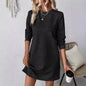 Casual Fashion Plain Round neck Long Sleeve Cashmere Mini Jumper Dress - www.Shopthatapp.com