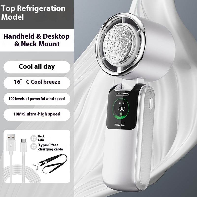 New Ice Pack High-Speed Handheld Eletirc Fan Speed Adjustable Folding Mini Fan Portable Outdoor Hanging Neck Small Fan - www.Shopthatapp.com