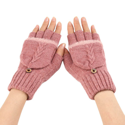 Wool Fingerless Gloves Women's Warm Fashionable Knitted Half Finger Oversleeves - www.Shopthatapp.com