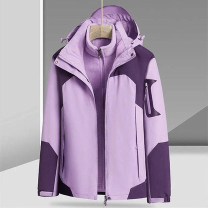 Three-in-one Removable Liner With Velvet Thickening Windproof Waterproof Jacket - www.Shopthatapp.com