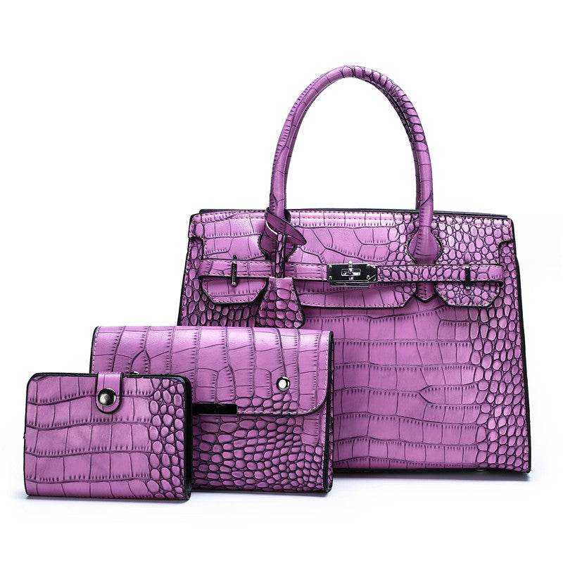 Crocodile Pattern New Fashion 3 in 1 cooperate Work leather Handbag - www.Shopthatapp.com