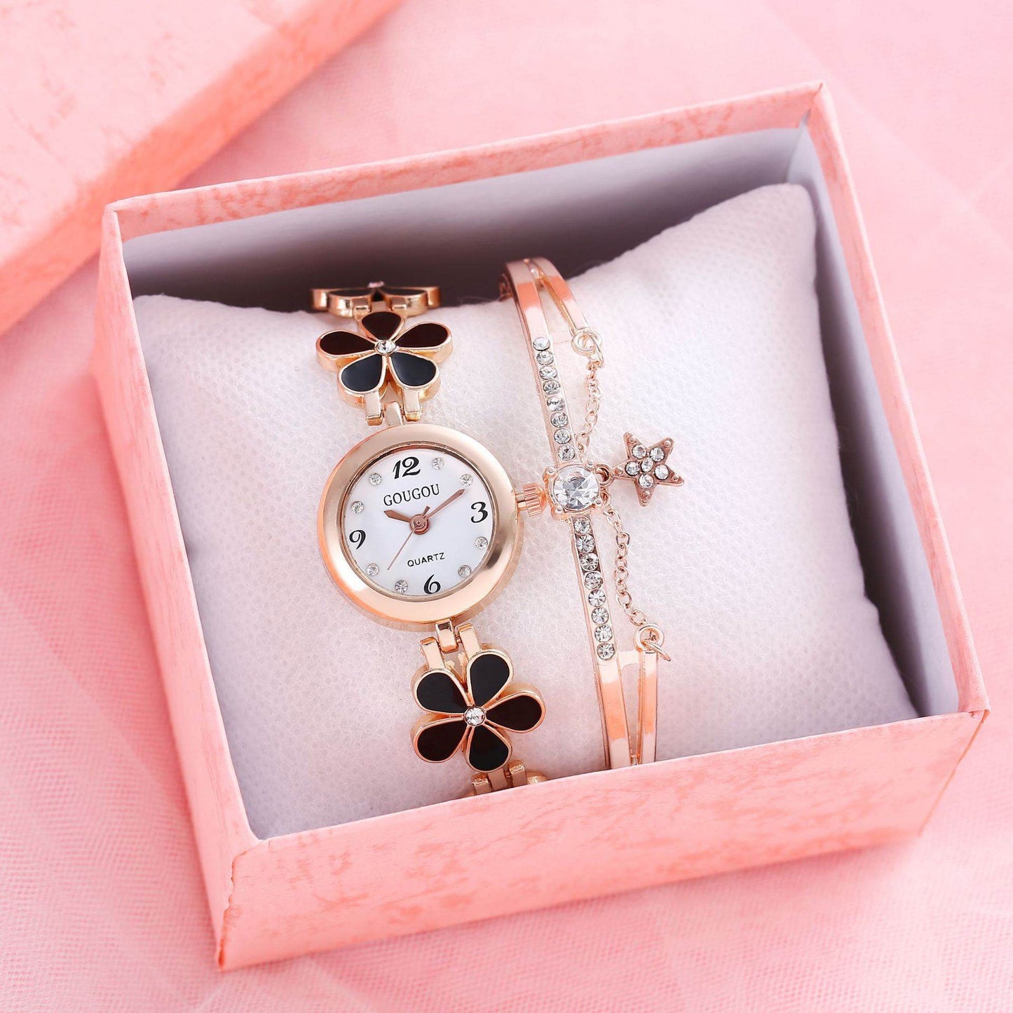 Women's Bracelet Watch Flower Disk Two-piece Bracelet Set - www.Shopthatapp.com