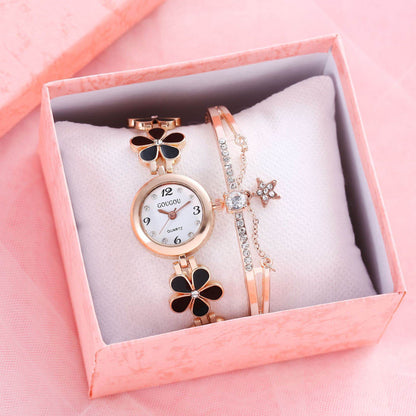 Women's Bracelet Watch Flower Disk Two-piece Bracelet Set - www.Shopthatapp.com