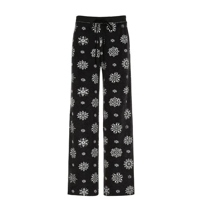 Snowflake Casual Straight Leg  trouser Pants For Women - www.Shopthatapp.com