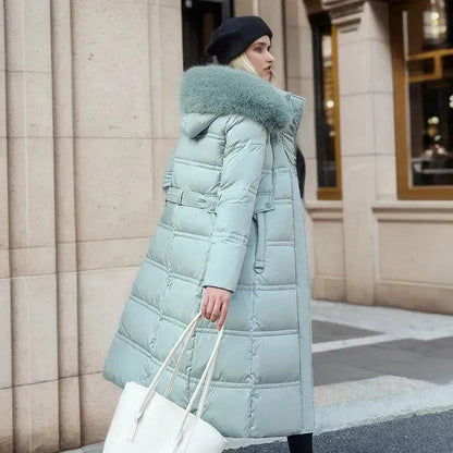 Women's Mid Length Fur Hoodie Winter Jacket Coat - www.Shopthatapp.com