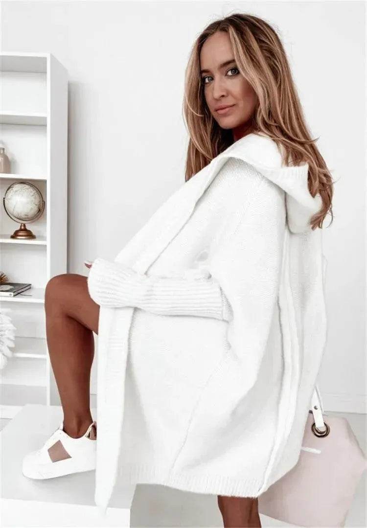 Oversized Head cover Knitted Long Kimono Cashmere Cardigan for Women - www.Shopthatapp.com